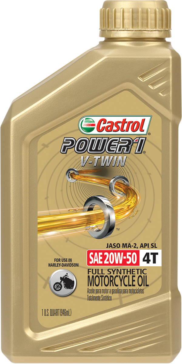 CASTROL Power 1? Synthetic Engine Oil - V-Twin - 20W-50 - 1 U.S. quart 15D28D