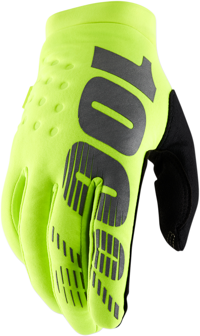 100% Brisker Gloves - Fluo Yellow/Black - Large 10003-00017