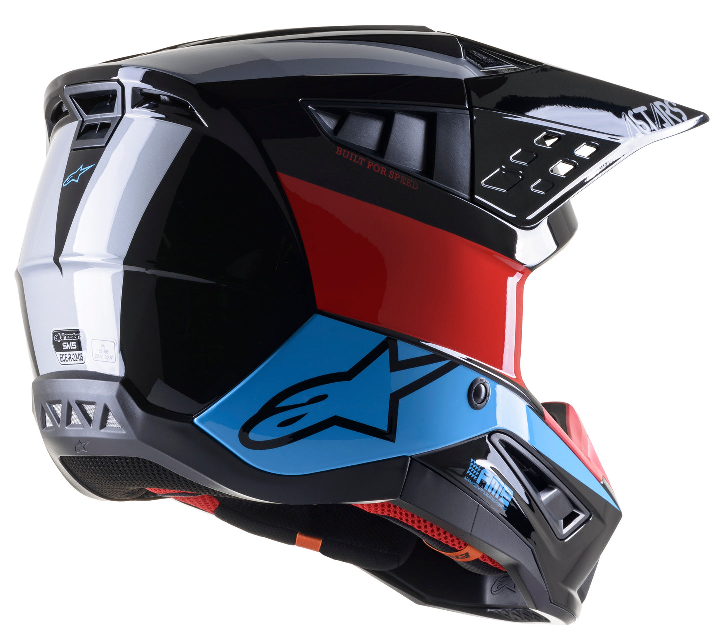 S M5 Bond Helmet Black/Red/Cyan Glossy Xs