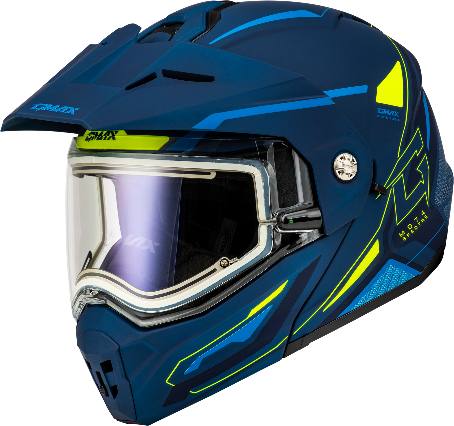 Md 74s Spectre Snow Helmet W/ Elec Shield Matte Blue/Grn Md