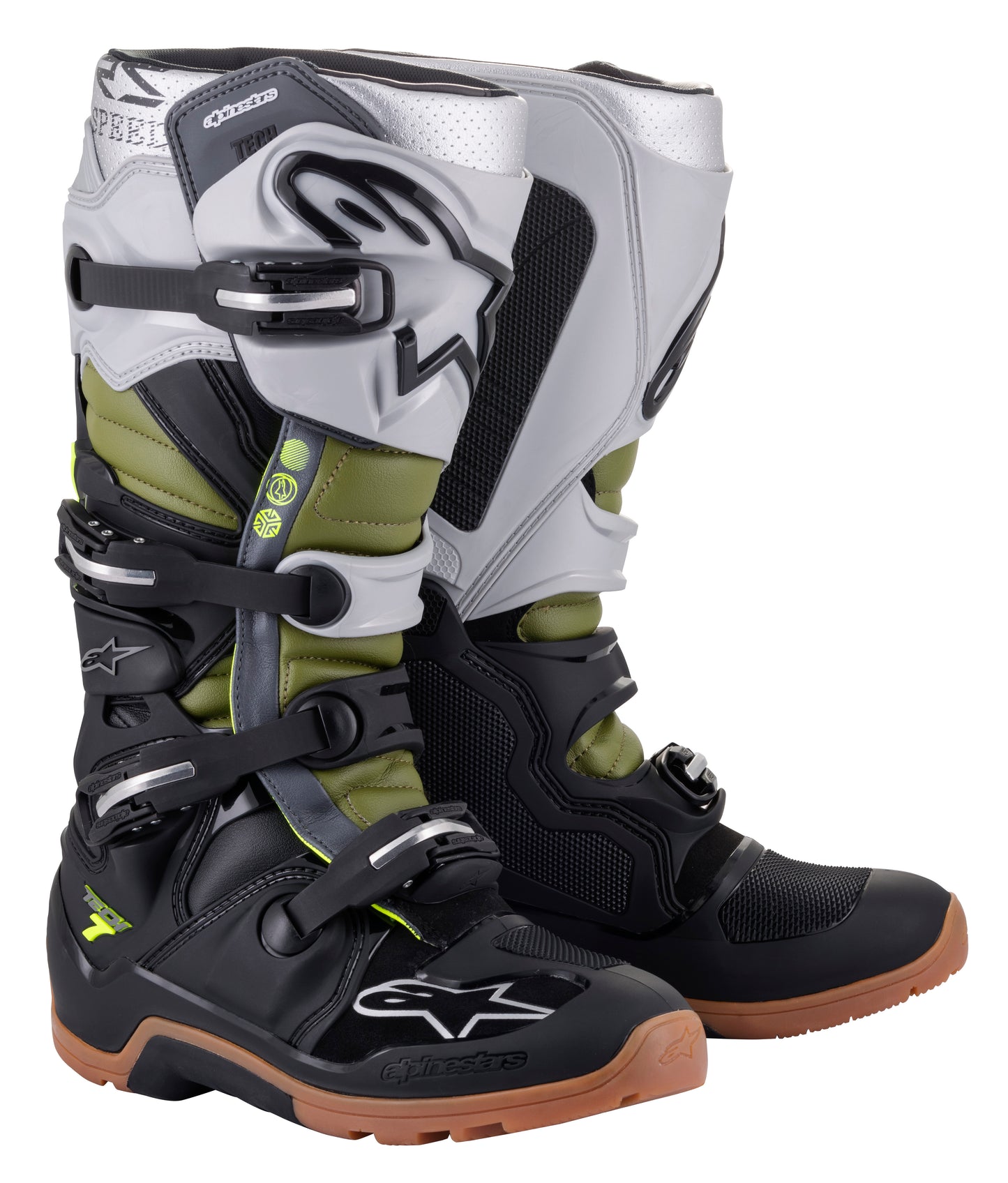 Tech 7 Enduro Boots Blk/Slvr/Mltry Grn Sz 14