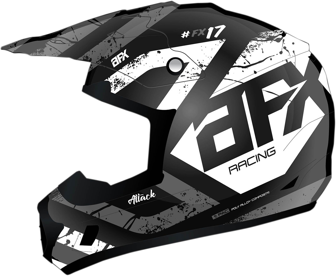 AFX FX-17 Helmet - Attack - Matte Black/Silver - Medium 0110-7144