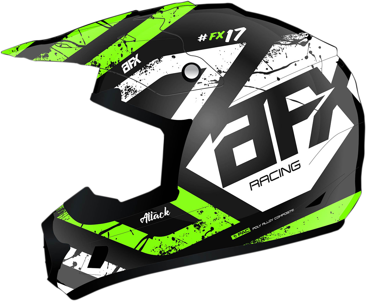 AFX FX-17Y Helmet - Attack - Matte Black/Green - Small 0111-1417