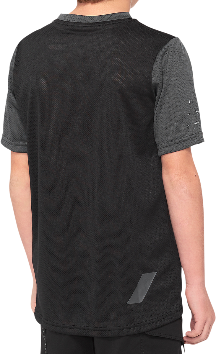 100% Youth Ridecamp Jersey - Short-Sleeve - Black/Charcoal - Medium 40031-00001