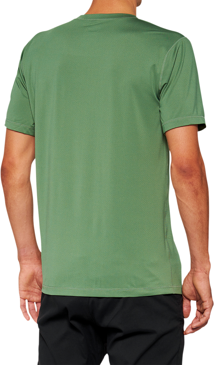 100% Mission Athletic T-Shirt - Olive - Medium 20014-00016