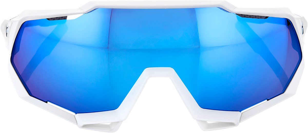Speedtrap Sunglasses - White - Blue Mirror