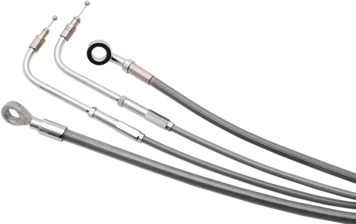 BURLY BRAND Handlebar Cable/Brake Line Kit - Complete - 18" Ape Hanger Handlebars - Stainless Steel B30-1169