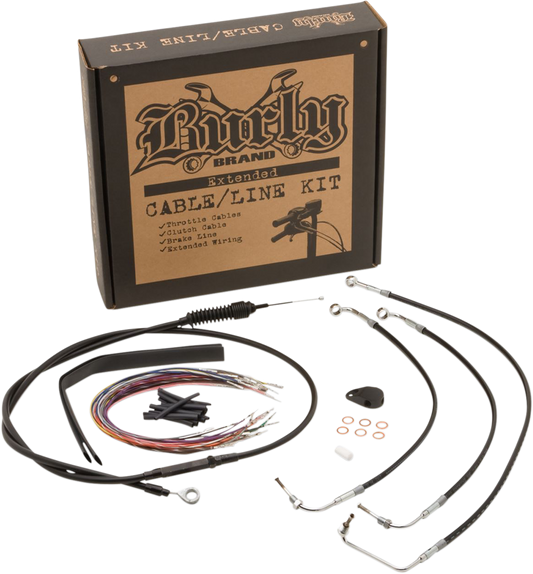 BURLY BRAND Handlebar Cable/Brake Line Kit - Complete - 13" Ape Hanger Handlebars - Stainless Steel B30-1238