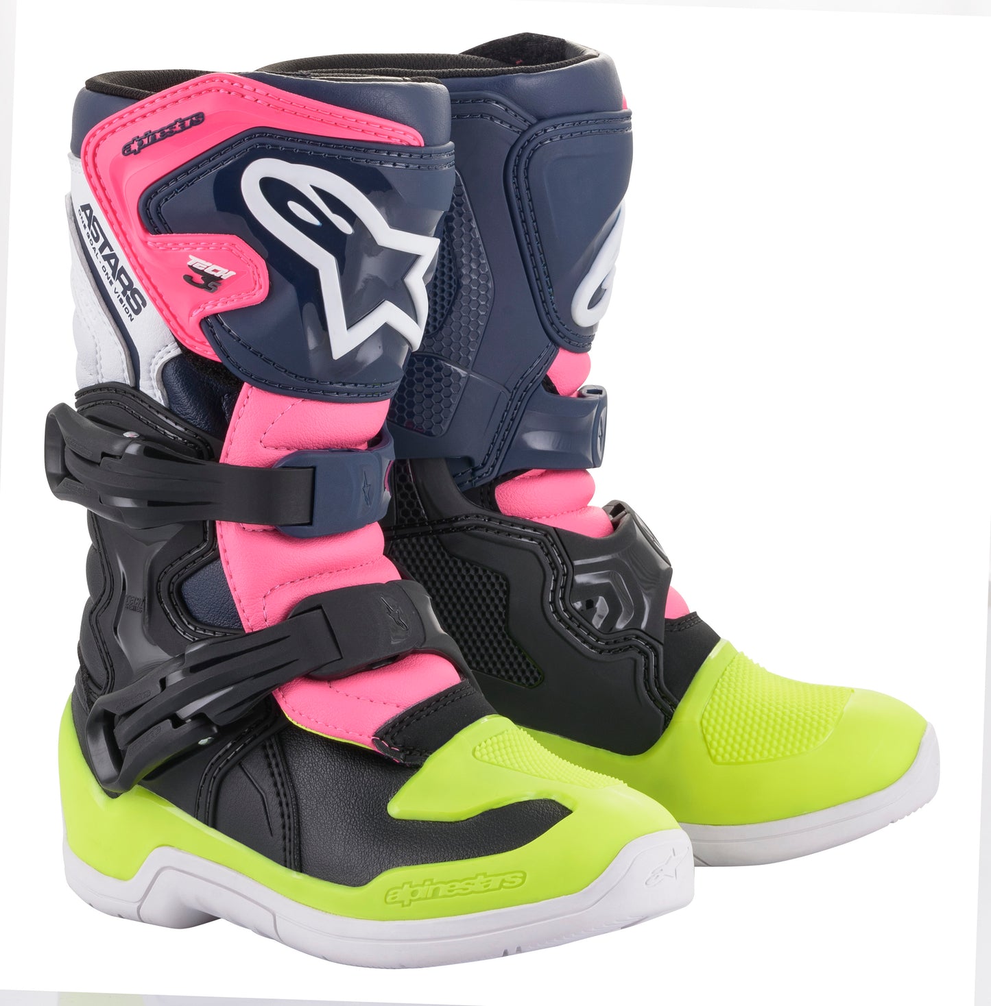 Tech 3s Kids Boots Black/ Dark Blue/Pink Fluo Sz 13