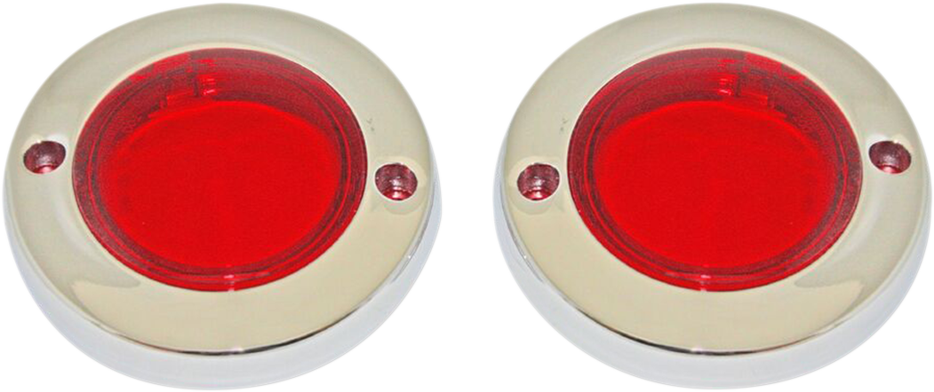 CUSTOM DYNAMICS ProBEAM? Flat Bezel Turn Signal Adapters - Chrome/Red PB-FLAT-BEZ-CR