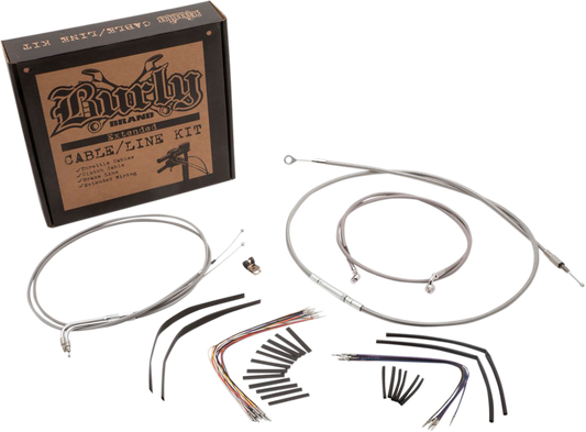 BURLY BRAND Handlebar Cable/Brake Line Kit - Complete - 14" Ape Hanger Handlebars - Stainless Steel B30-1049
