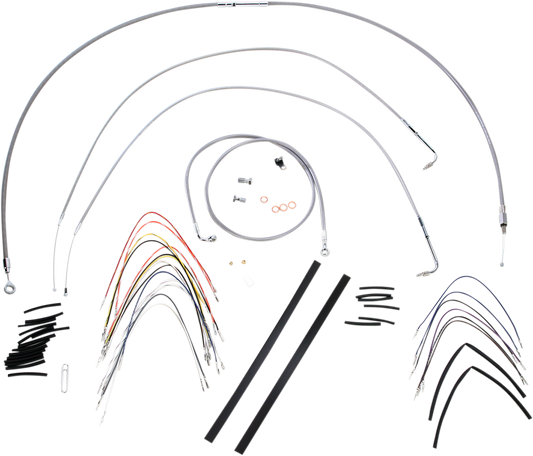 BURLY BRAND Handlebar Cable/Brake Line Kit - Complete - 14" Ape Hanger Handlebars - Stainless Steel B30-1050