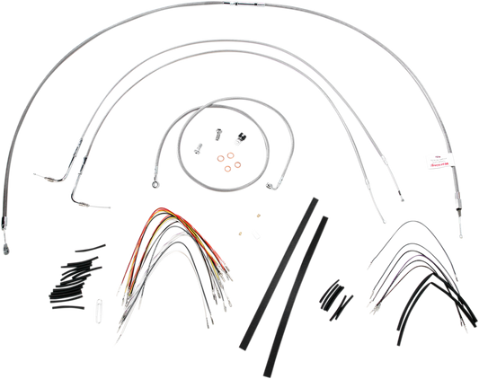 BURLY BRAND Handlebar Cable/Brake Line Kit - Complete - 16" Ape Hanger Handlebars - Stainless Steel B30-1054