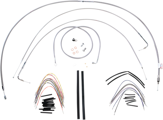 BURLY BRAND Handlebar Cable/Brake Line Kit - Complete - 16" Ape Hanger Handlebars - Stainless Steel B30-1055
