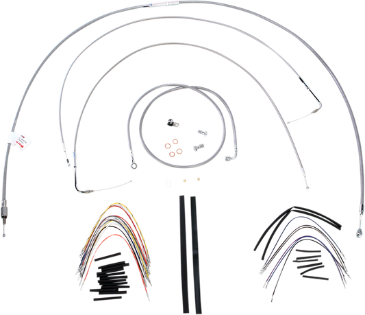BURLY BRAND Handlebar Cable/Brake Line Kit - Complete - 18" Ape Hanger Handlebars - Stainless Steel B30-1057