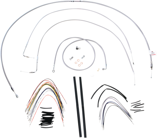 BURLY BRAND Handlebar Cable/Brake Line Kit - Complete - 18" Ape Hanger Handlebars - Stainless Steel B30-1058