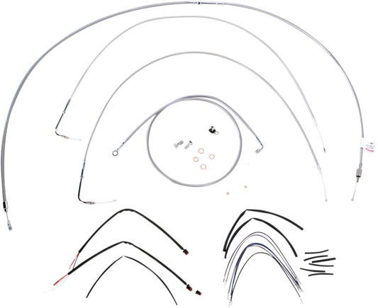 BURLY BRAND Handlebar Cable/Brake Line Kit - Complete - 18" Ape Hanger Handlebars - Stainless Steel B30-1065