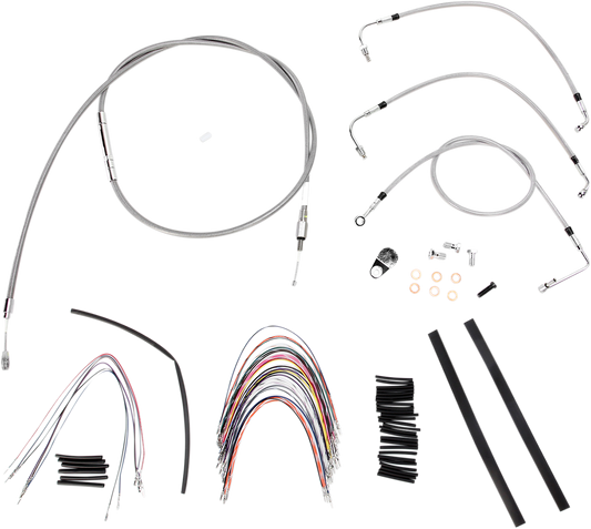 BURLY BRAND Handlebar Cable/Brake Line Kit - Complete - 18" Ape Hanger Handlebars - Stainless Steel B30-1093