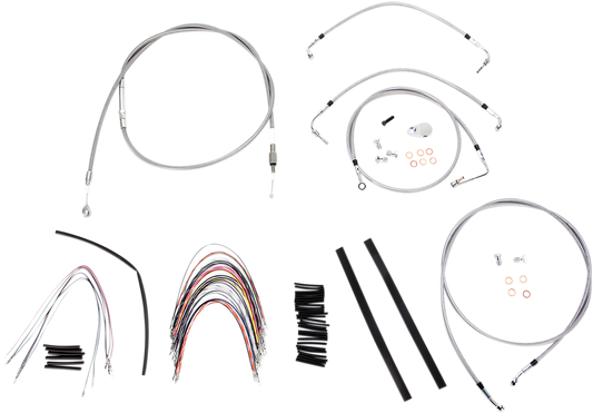BURLY BRAND Handlebar Cable/Brake Line Kit - Complete - 16" Ape Hanger Handlebars - Stainless Steel B30-1095