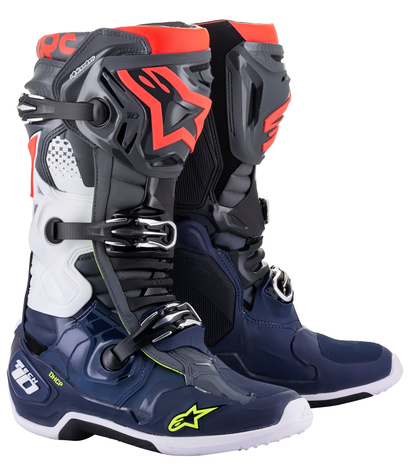 Tech 10 Boots Dark Grey/ Dark Blue/Red Fluo Sz 08