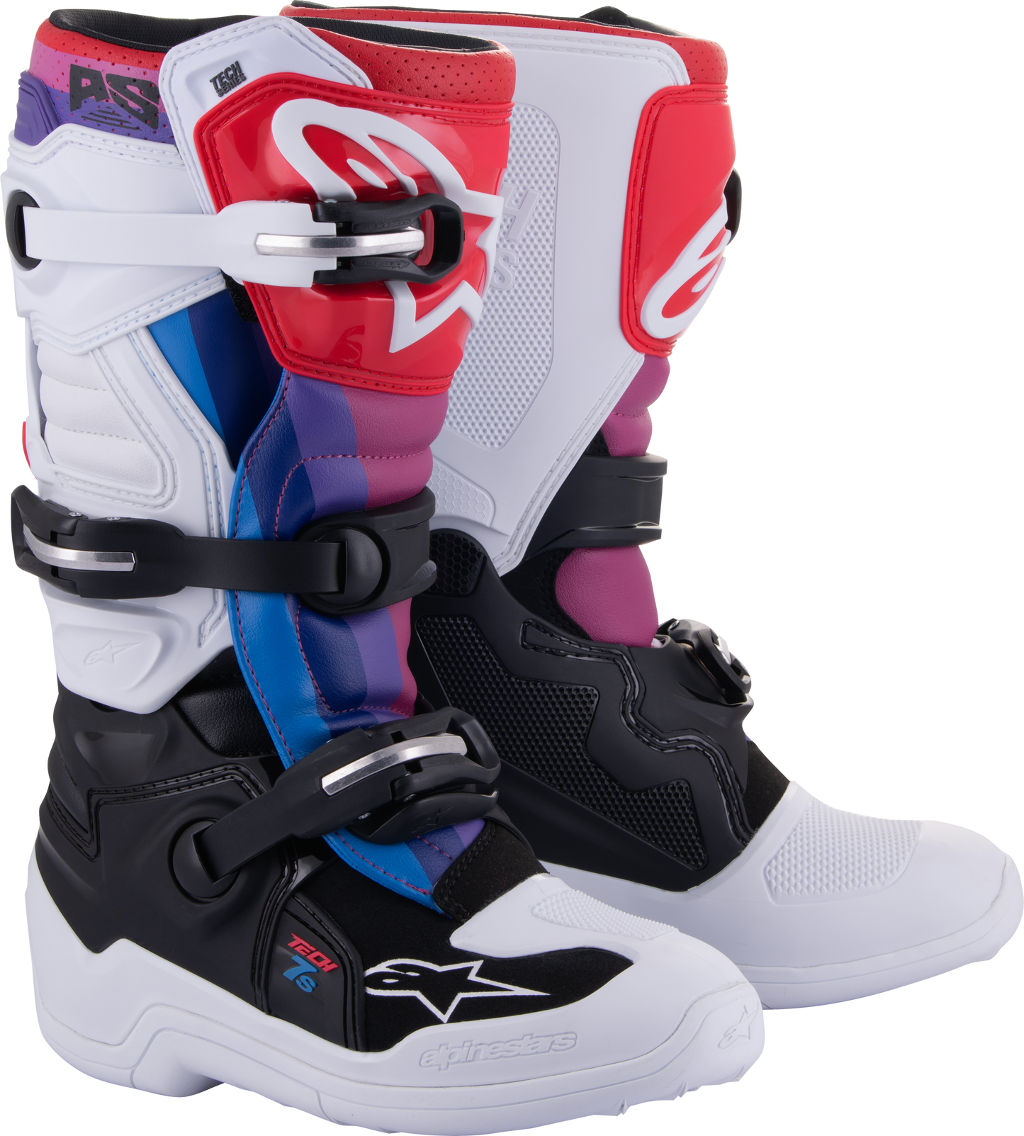 Tech 7s Boots Wht/Blk/Rainbow Sz 7