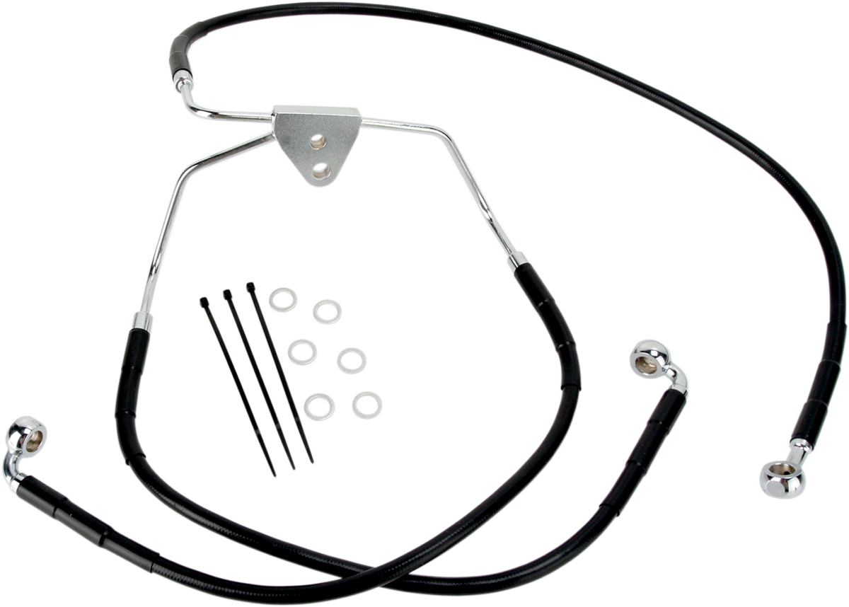 DRAG SPECIALTIES Brake Line - Front - Black - +8" 620085-8BLK