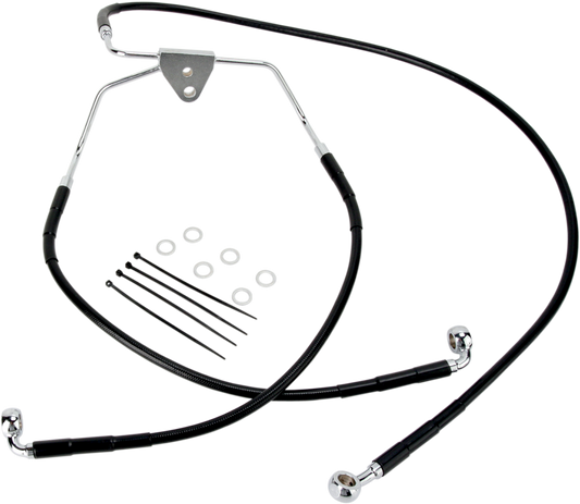 DRAG SPECIALTIES Brake Line - Front - Black - +10" 620085-10BLK