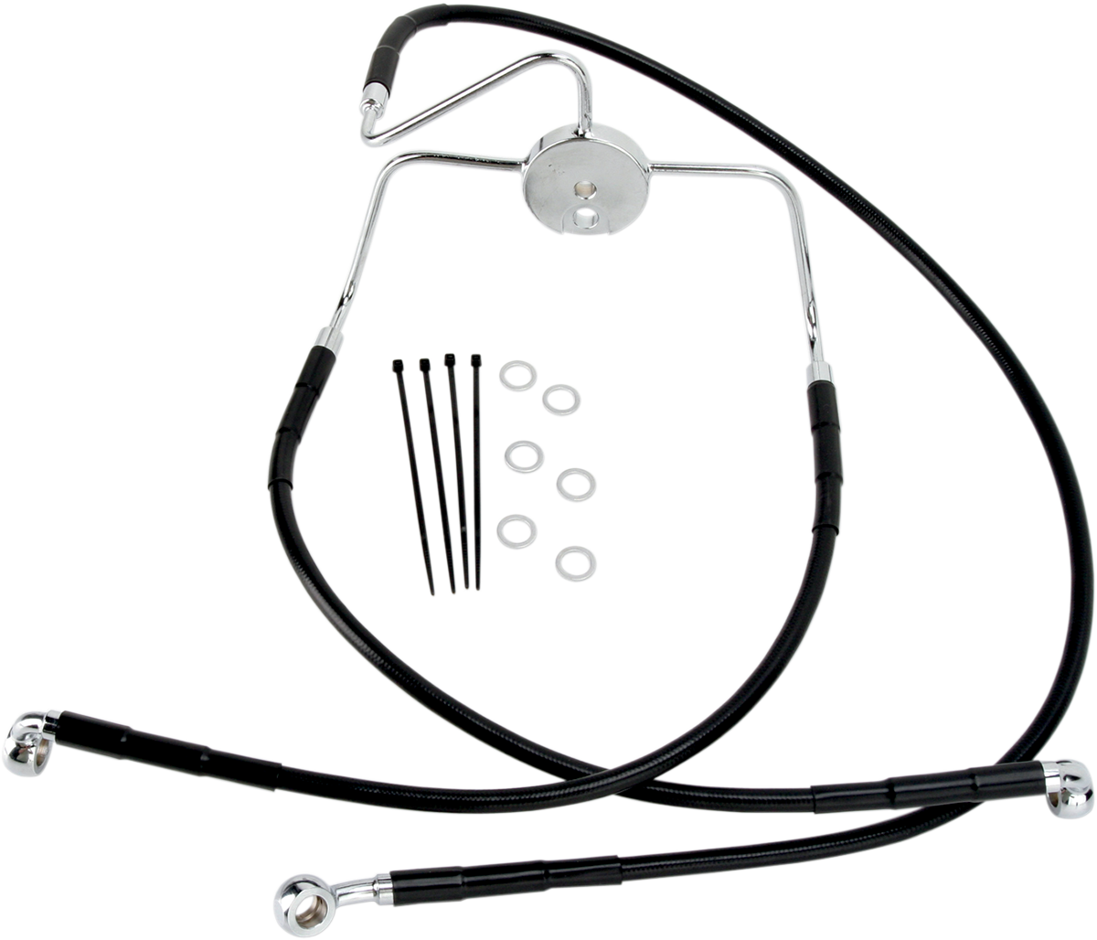 DRAG SPECIALTIES Brake Line - Front - Black - +10" 644410-10BLK
