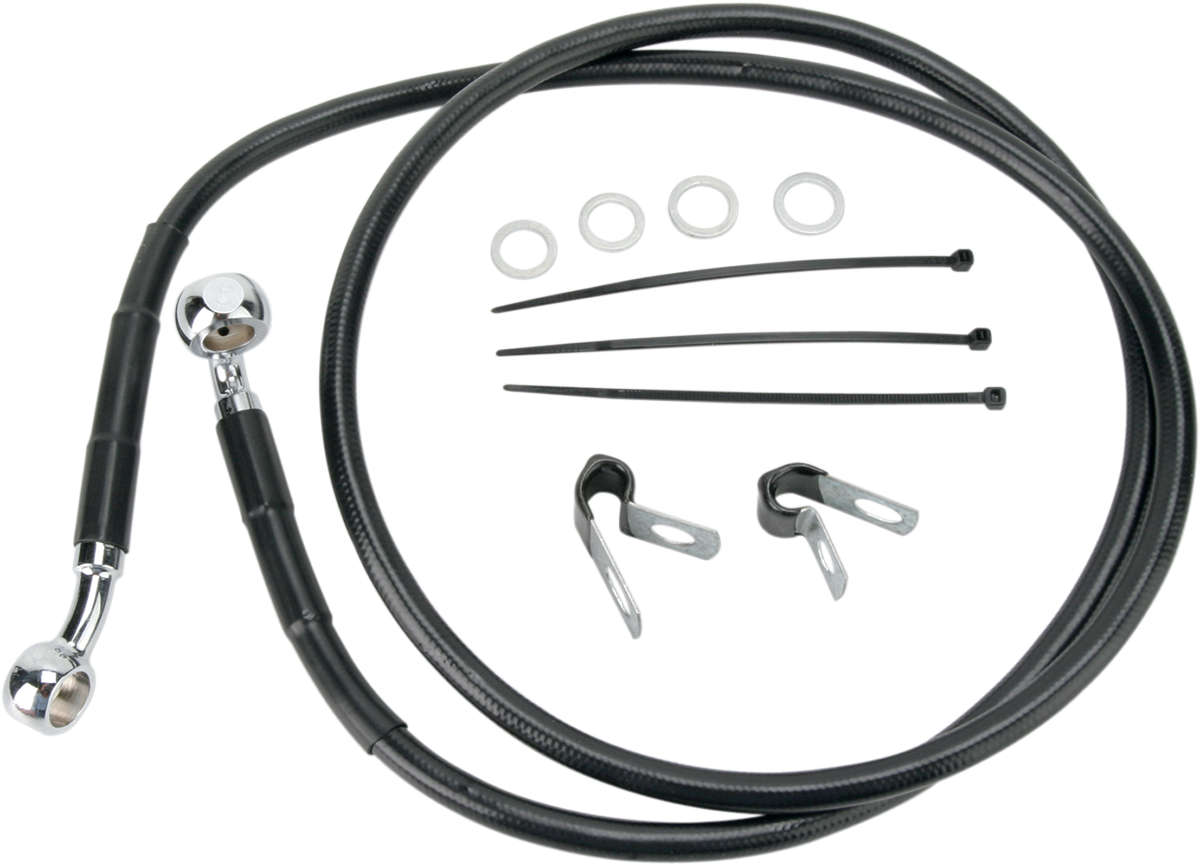 DRAG SPECIALTIES Brake Line - Front - Black - +4" - '99-'07 FXST 640210-4BLK