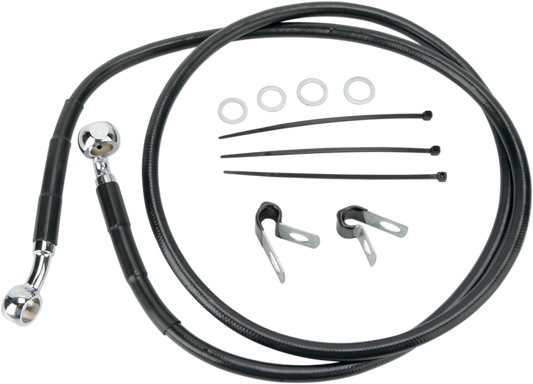 DRAG SPECIALTIES Brake Line - Front - Black - +6" - FXD '00-'05 640112-6BLK