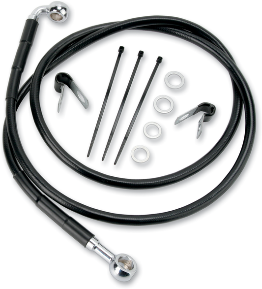DRAG SPECIALTIES Brake Line - Front - Black - +4" 640115-4BLK