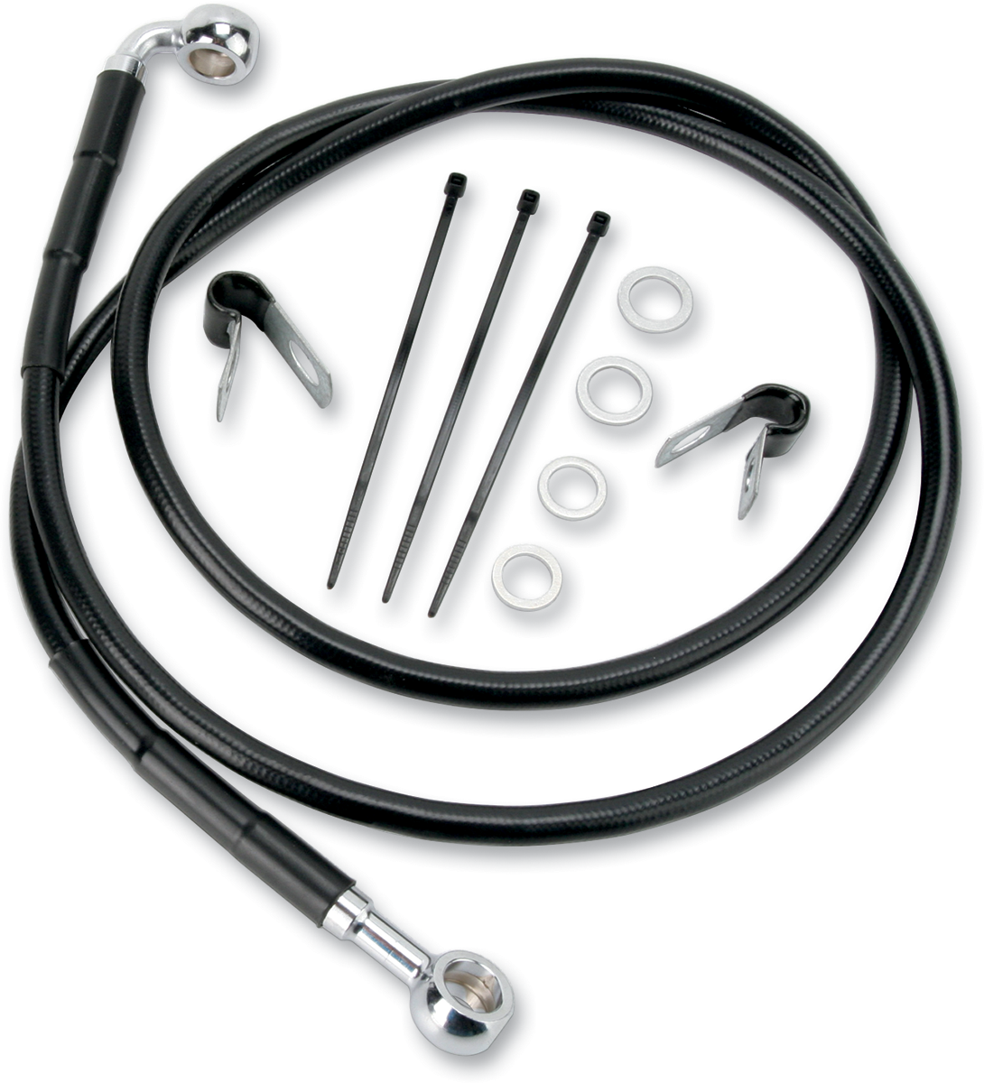 DRAG SPECIALTIES Brake Line - Front - Black - +10" 640115-10BLK