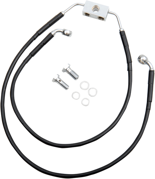 DRAG SPECIALTIES Brake Line - Front - Black - +8" 612138-8BLK