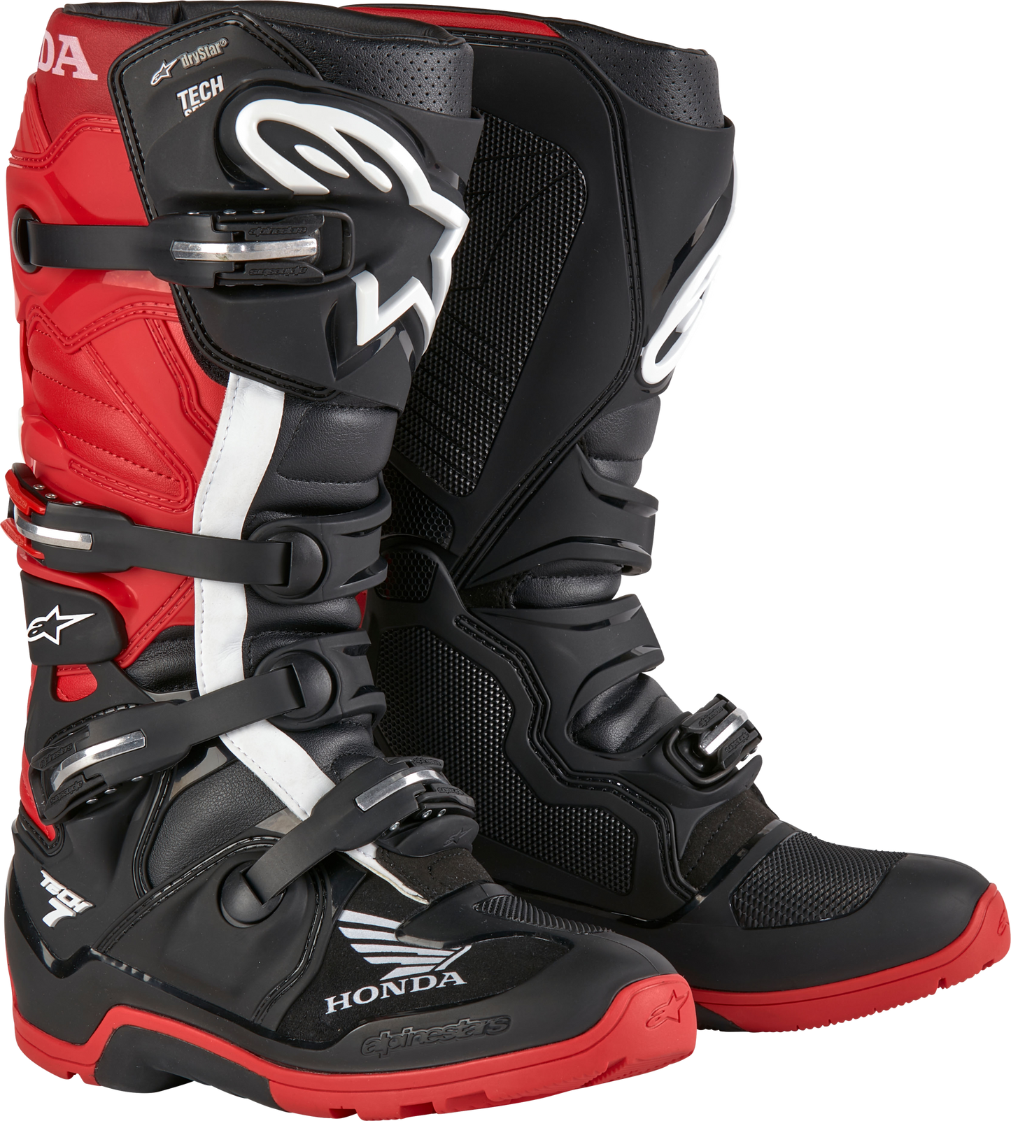 Honda Tech 7 Enduro Drystar Black/Bright Red Sz 8
