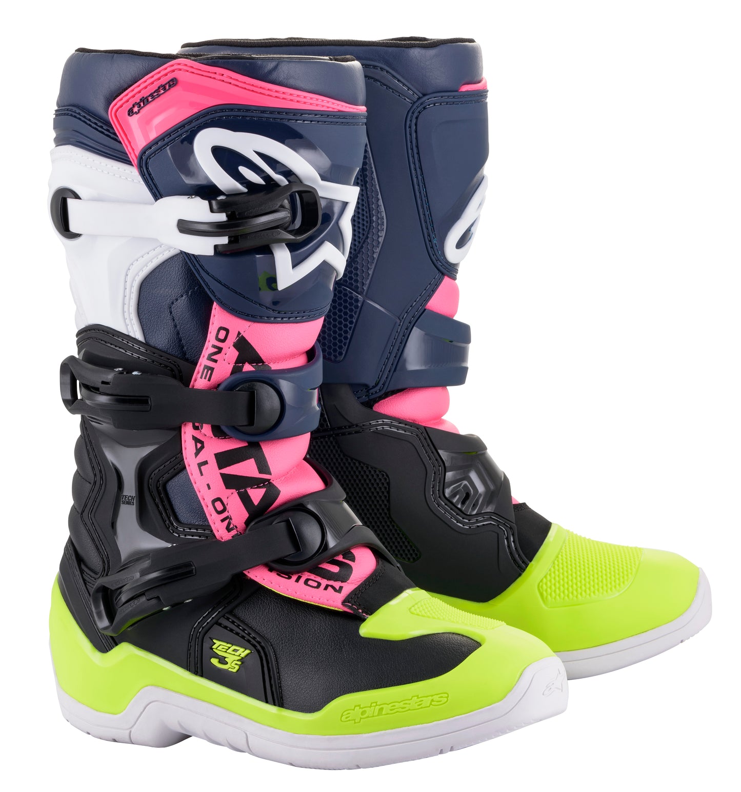 Tech 3s Youth Boots Black/ Dark Blue/Pink Fluo Sz 04
