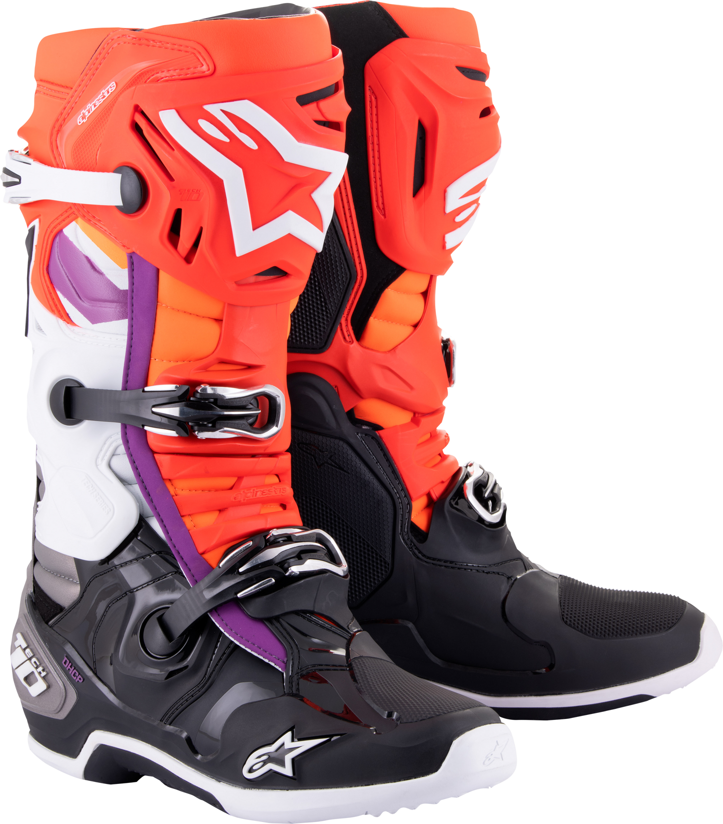 Tech 10 Boots Blk/Flo Red/Flo Org/Wht Sz 7