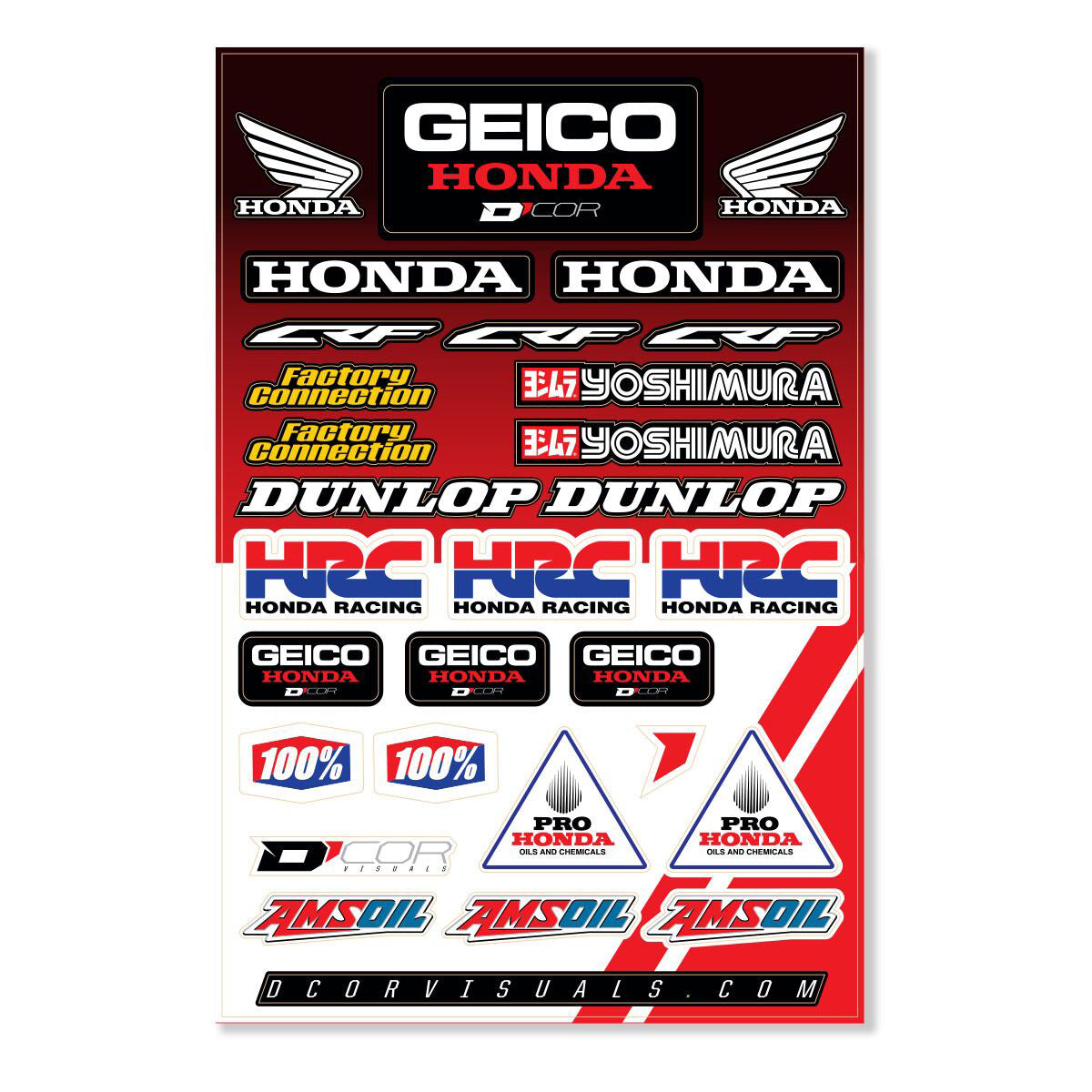 Geico Honda Hrc Decal Sheet Geico Honda Hrc Decal 12mil