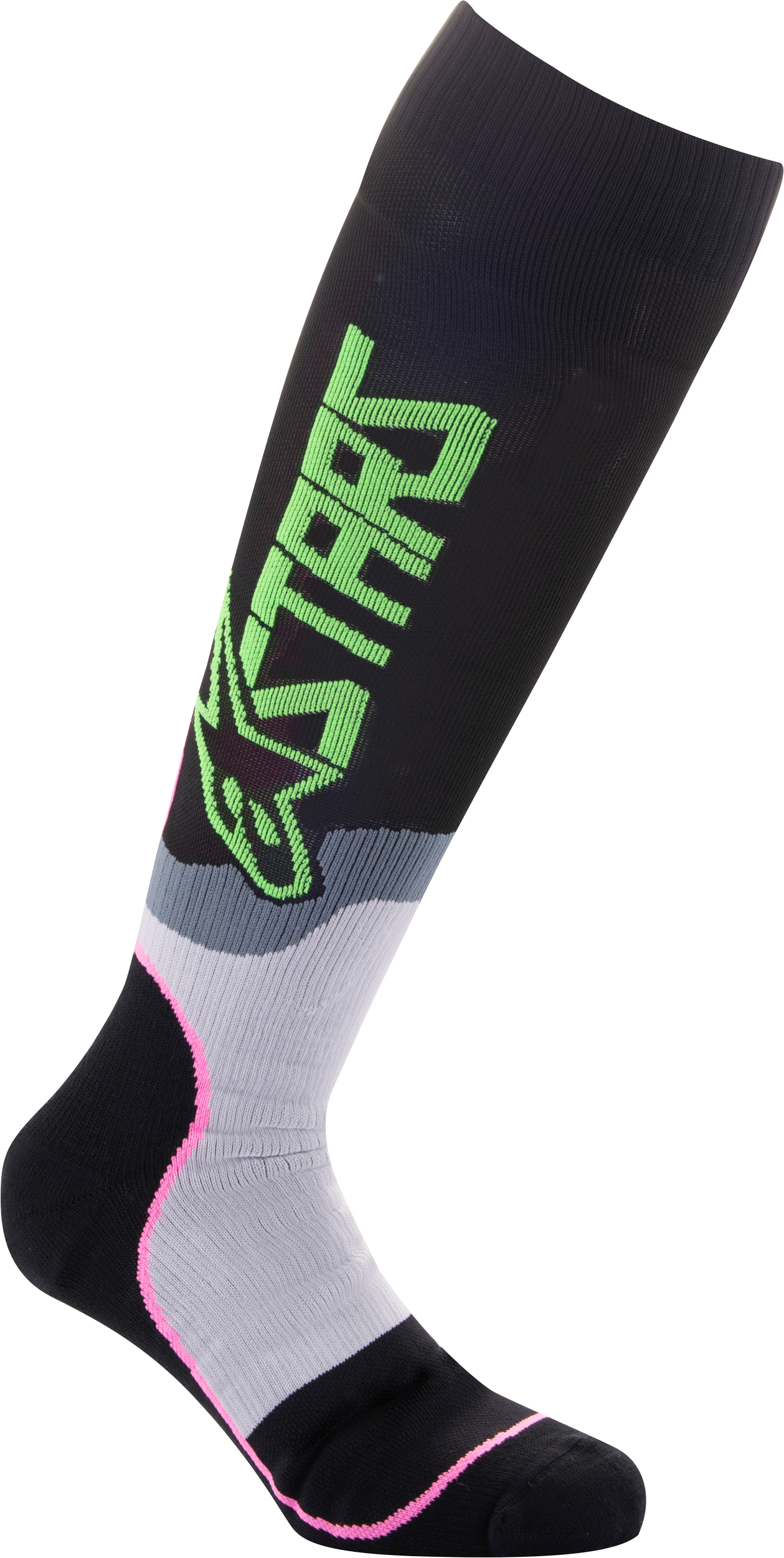 Mx Plus 2 Socks Black/Green Neon/Pink Fluo Lg