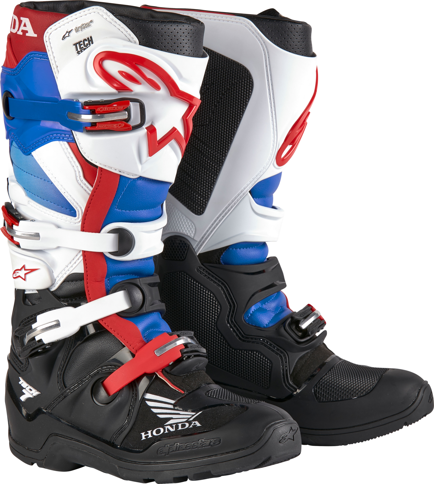 Honda Tech 7 Enduro Drystar Blk/Wht/Blu/Br Red Sz 15