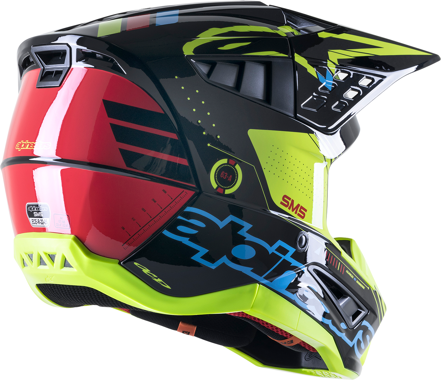 SM5 Helmet - Action - Gloss Black/Blue/Fluo Yellow - Large