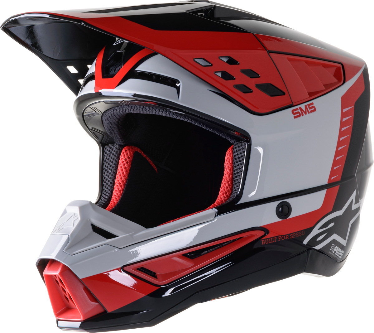 S M5 Beam Helmet Black/Grey/Red Glossy Lg