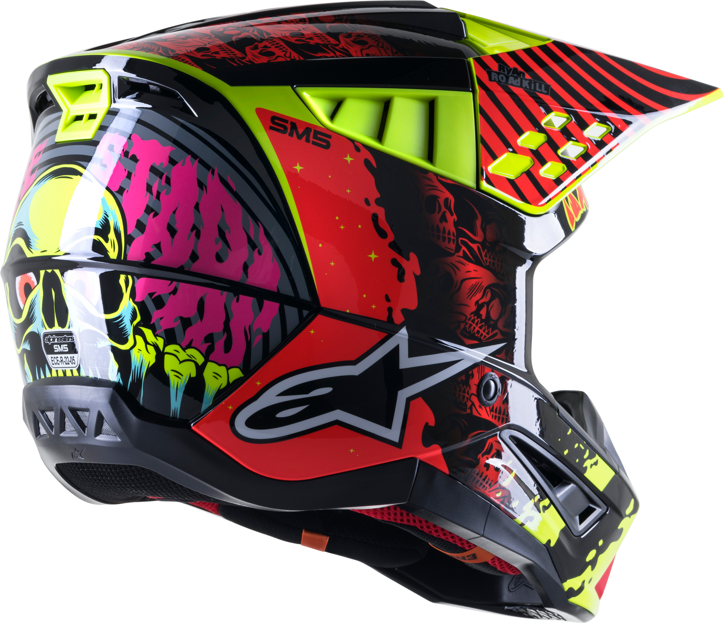 S M5 Solar Flare Helmet Black/Red/Fluo Yellow Md
