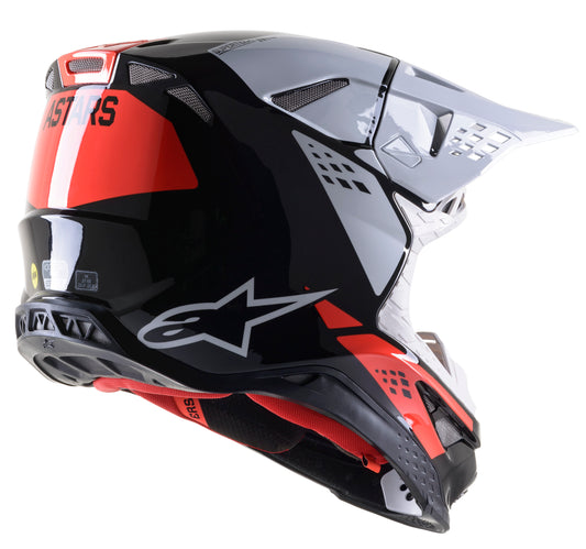 S.Tech S M8 Factory Helmet Black/White/Red Fluo Glossy Md