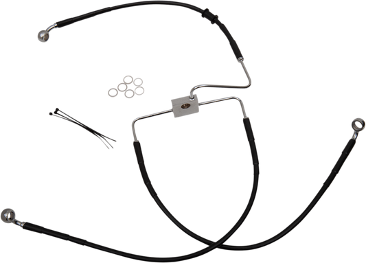 DRAG SPECIALTIES Brake Line - Front (Upper) - Black 618566-BLK
