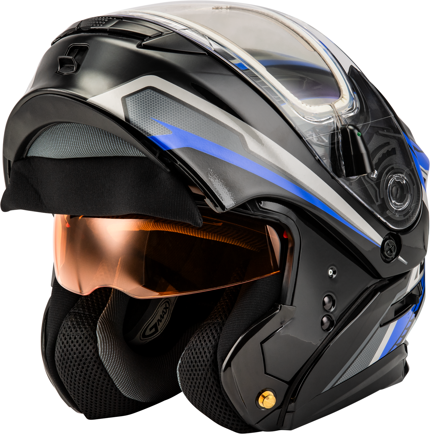 Md 01s Transistor Snow Helmet W Electric Shld Blue/Black Lg