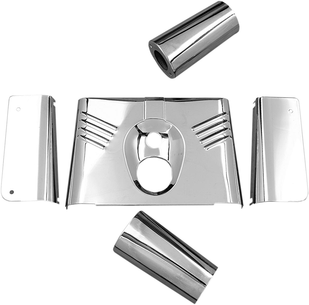 DRAG SPECIALTIES 5-Piece Fork Tins - Chrome - Ribbed -  '86-'17 FLST 74157
