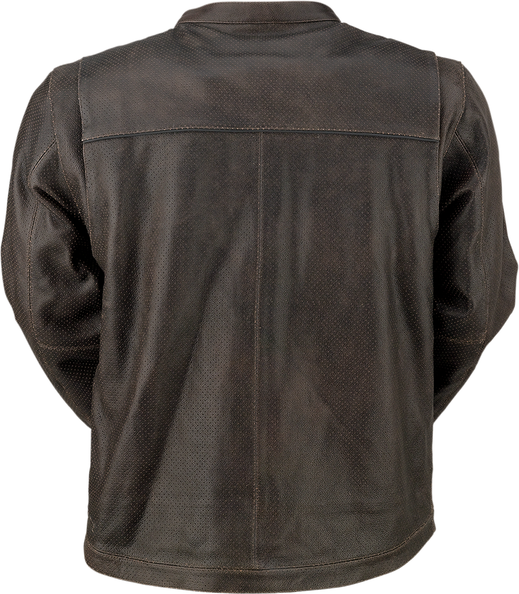 Z1R Munition Perforated Leather Jacket - Brown - 5XL 2810-3811