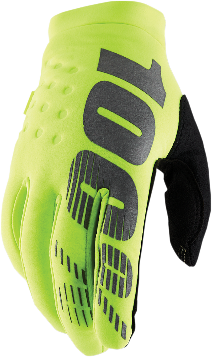 100% Youth Brisker Gloves - Fluorescent Yellow - Large 10004-00010