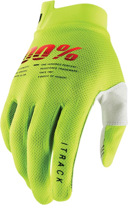 100% Youth I-Track Gloves - Fluo Yellow - Small 10009-00004