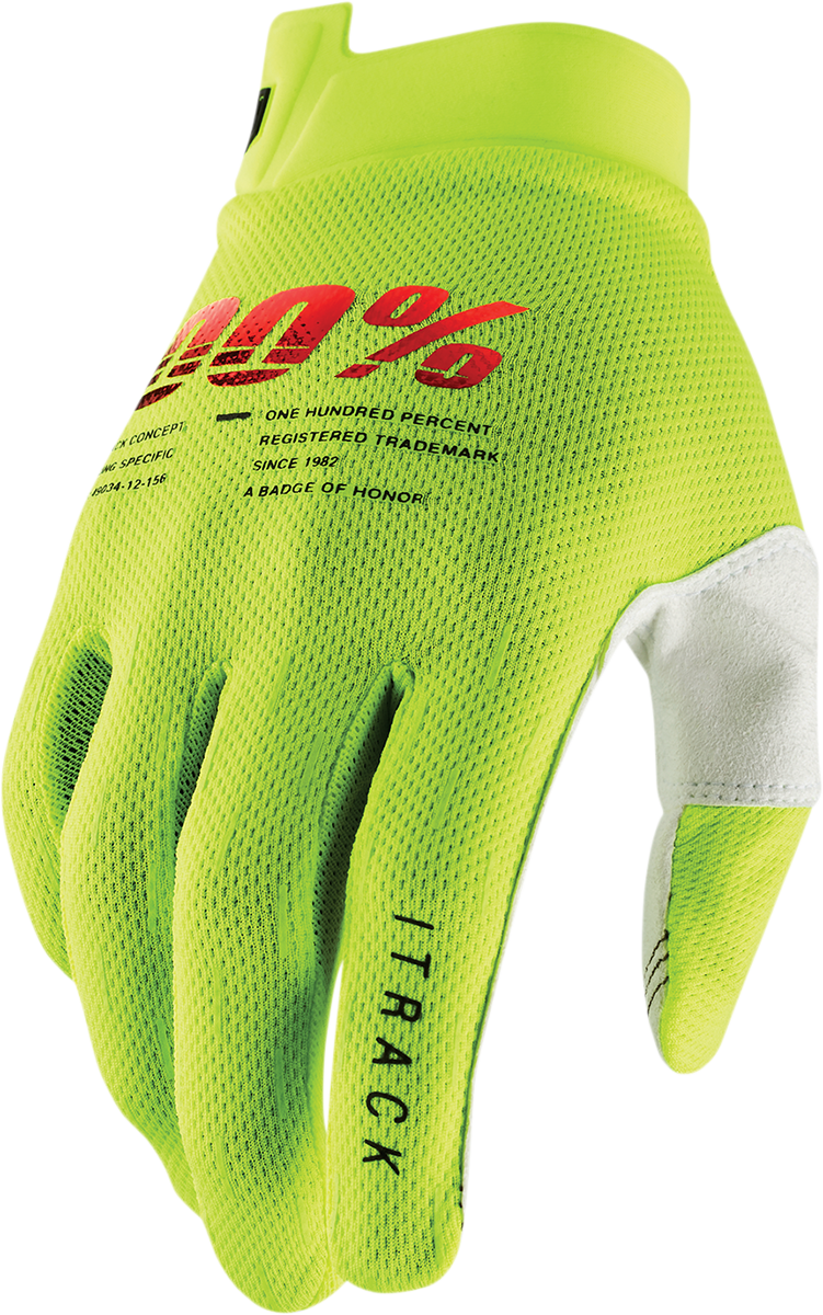 100% Youth I-Track Gloves - Fluo Yellow - XL 10009-00007